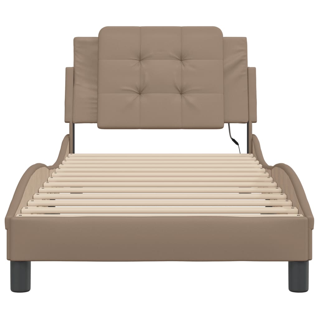 sengeramme med LED uden madras Zadar 90x200 cm cappuccinofarvet
