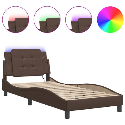 sengeramme med LED uden madras Zadar 100x200 cm brun