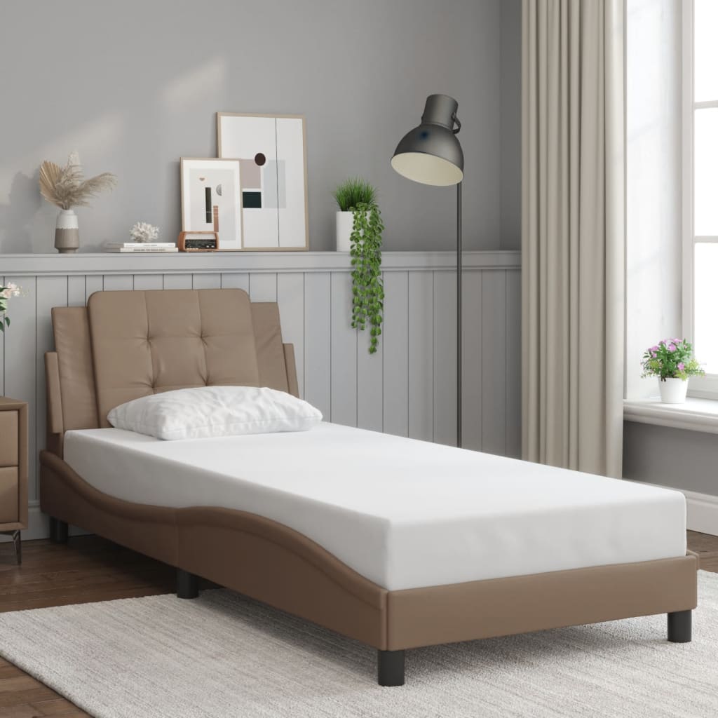 sengeramme med LED uden madras Zadar 100x200 cm cappuccinofarvet