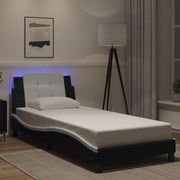 sengeramme med LED uden madras Zadar 100x200 cm sort og hvid
