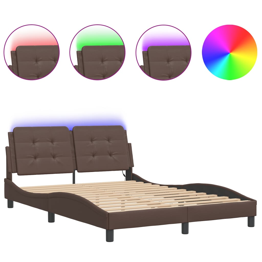 sengeramme med LED uden madras Zadar 120x200 cm brun
