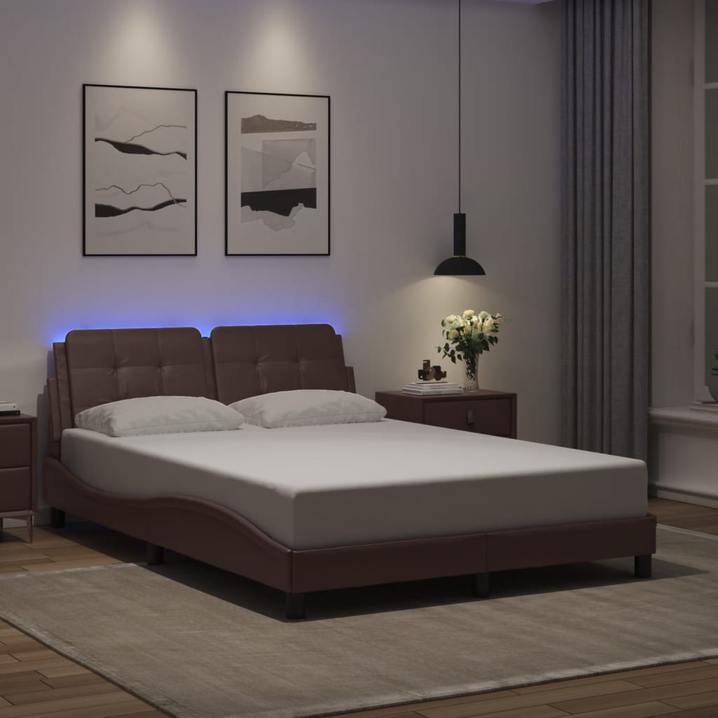 sengeramme med LED uden madras Zadar 120x200 cm brun