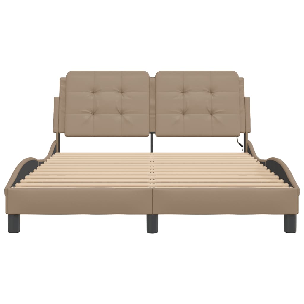 sengeramme med LED uden madras Zadar 120x200 cm cappuccinofarvet