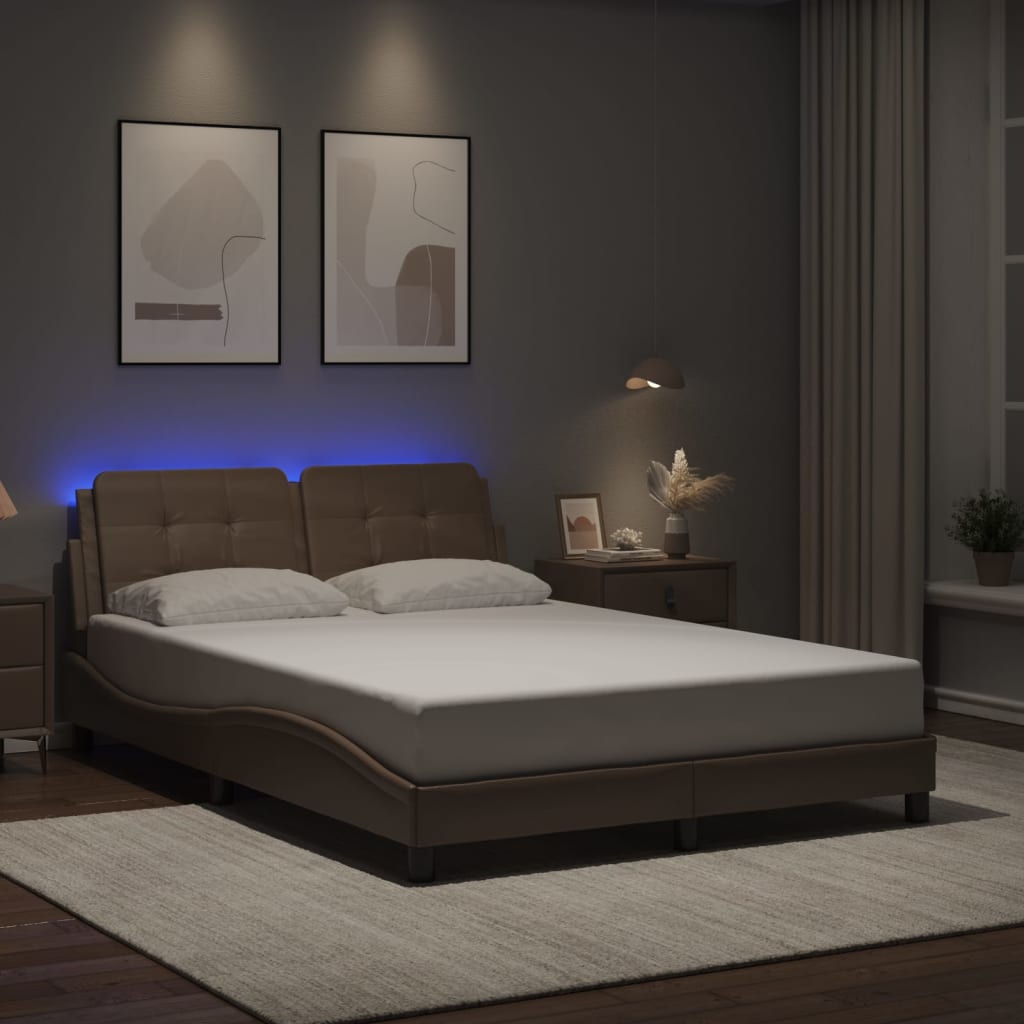 sengeramme med LED uden madras Zadar 120x200 cm cappuccinofarvet