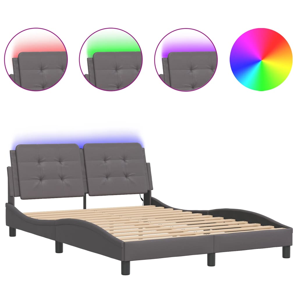 sengeramme med LED uden madras Zadar 140x190 cm grå