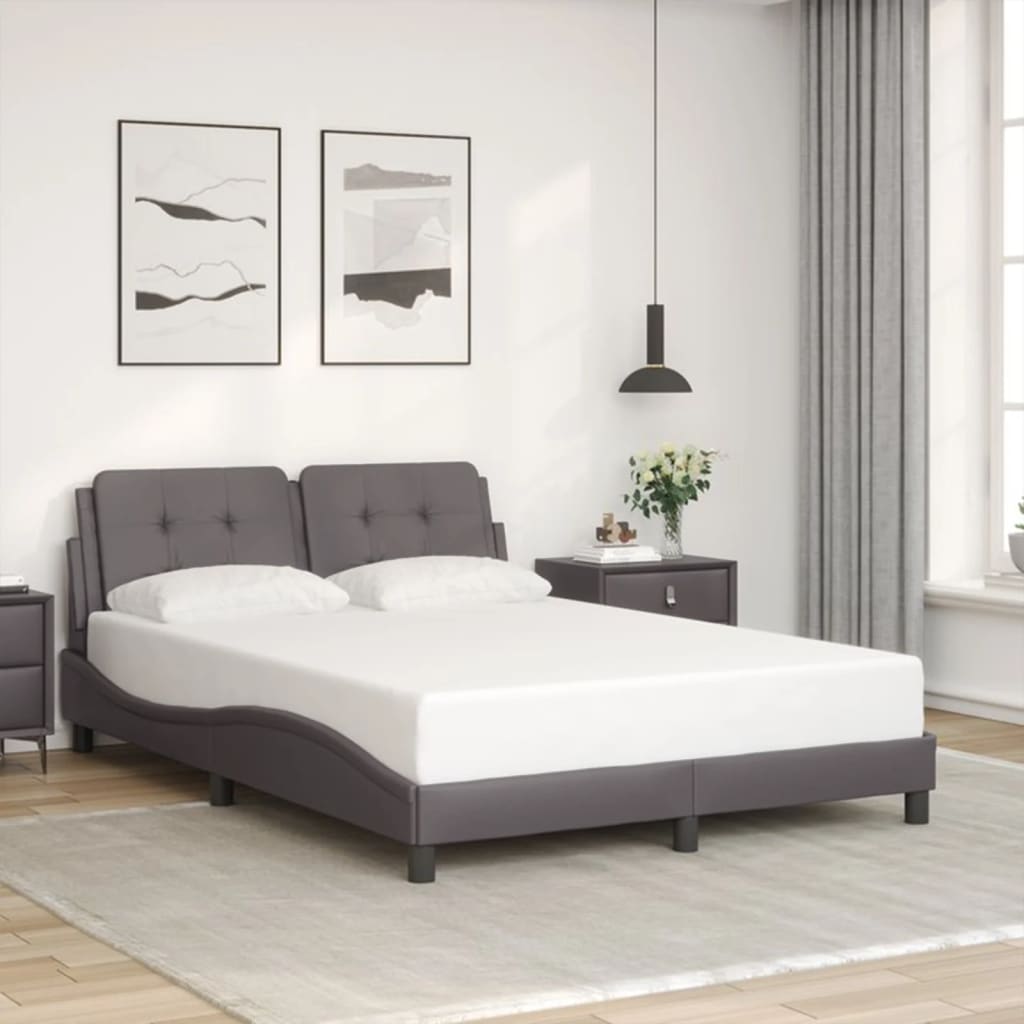 sengeramme med LED uden madras Zadar 140x190 cm grå