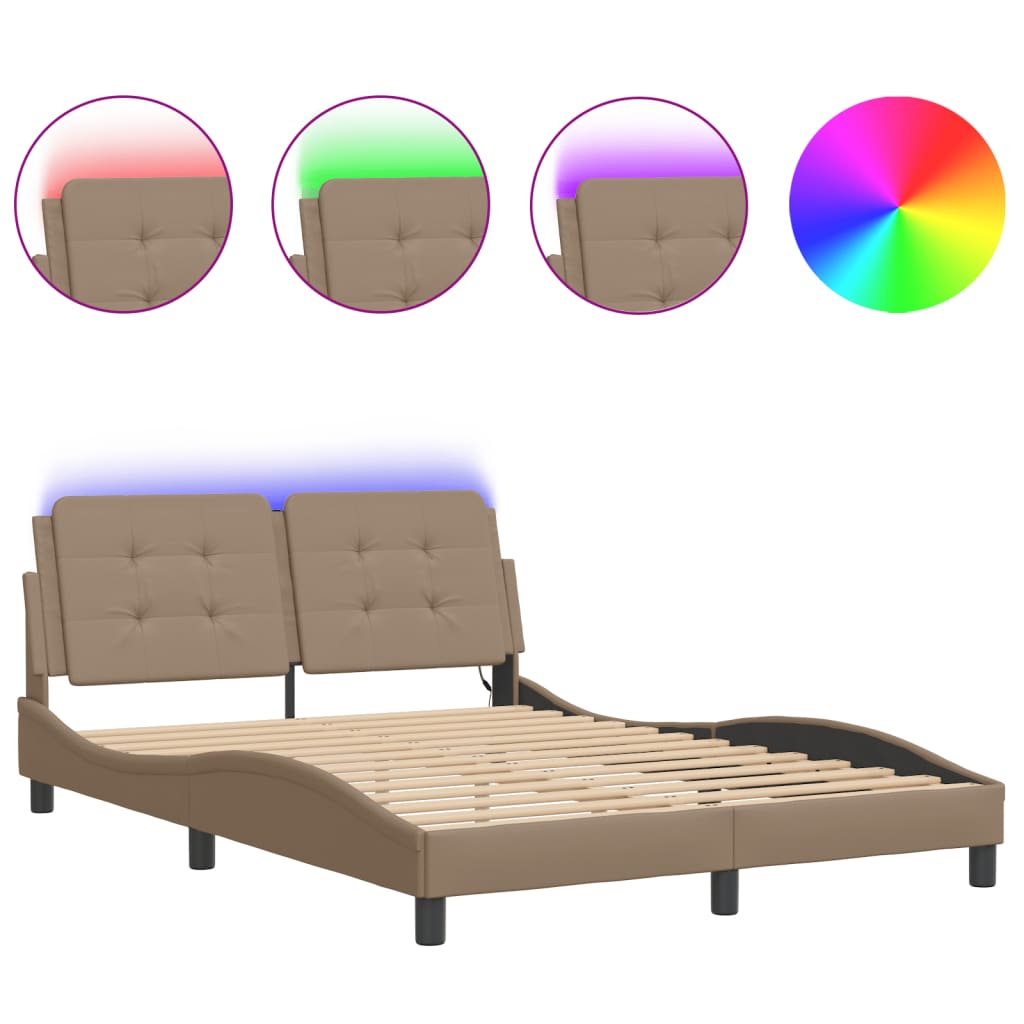 sengeramme med LED uden madras Zadar 120x200 cm cappuccinofarvet