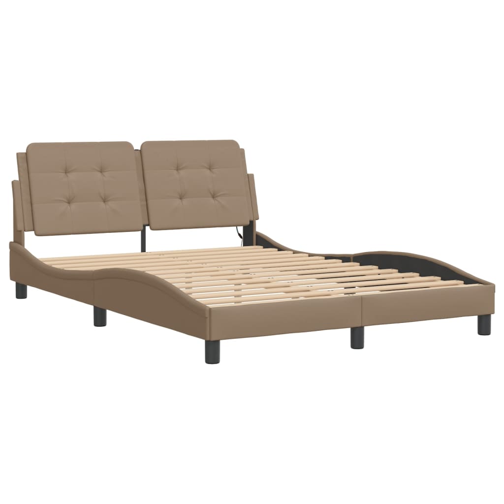 sengeramme med LED uden madras Zadar 120x200 cm cappuccinofarvet