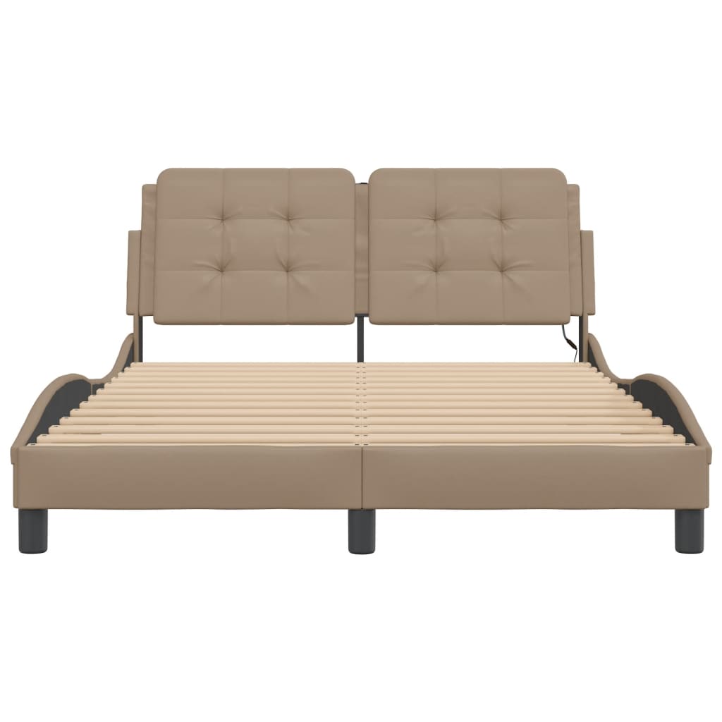 sengeramme med LED uden madras Zadar 120x200 cm cappuccinofarvet