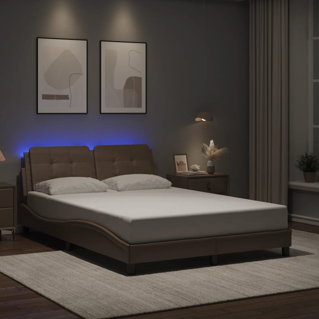 sengeramme med LED uden madras Zadar 120x200 cm cappuccinofarvet