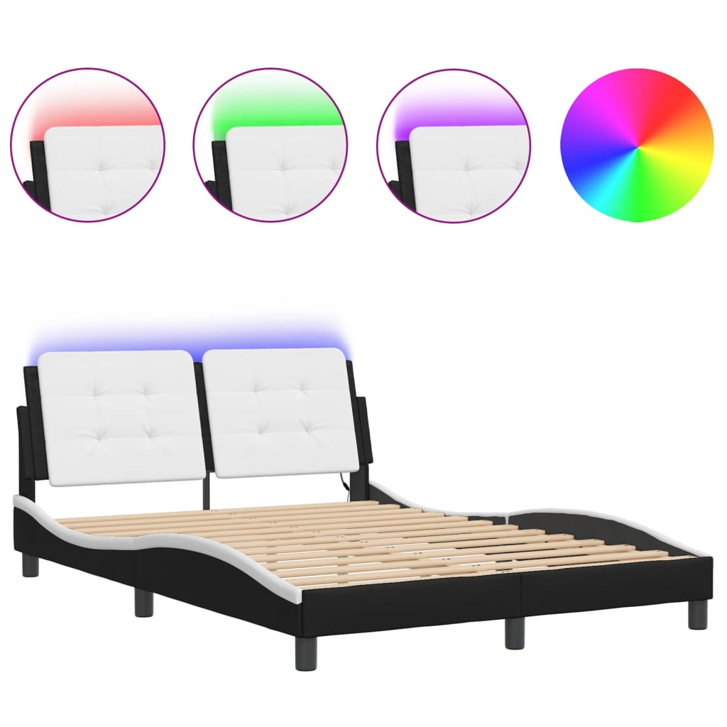 sengeramme med LED uden madras Zadar 100x190 cm sort og hvid