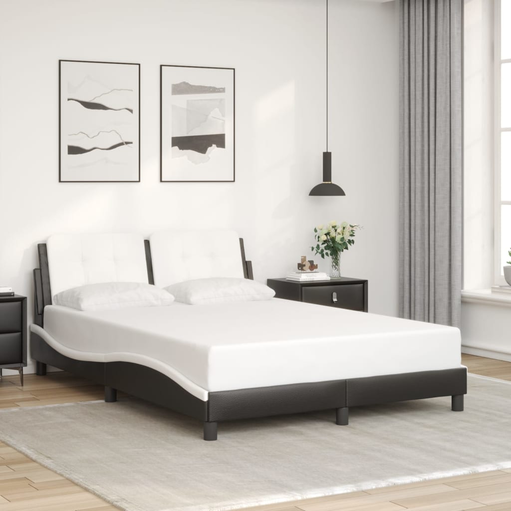sengeramme med LED uden madras Zadar 100x190 cm sort og hvid