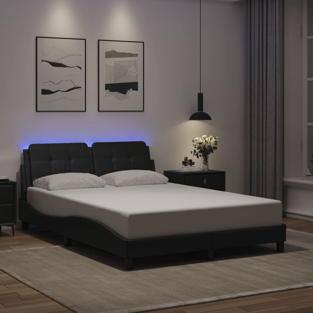 sengeramme med LED uden madras Zadar 140x200 cm sort