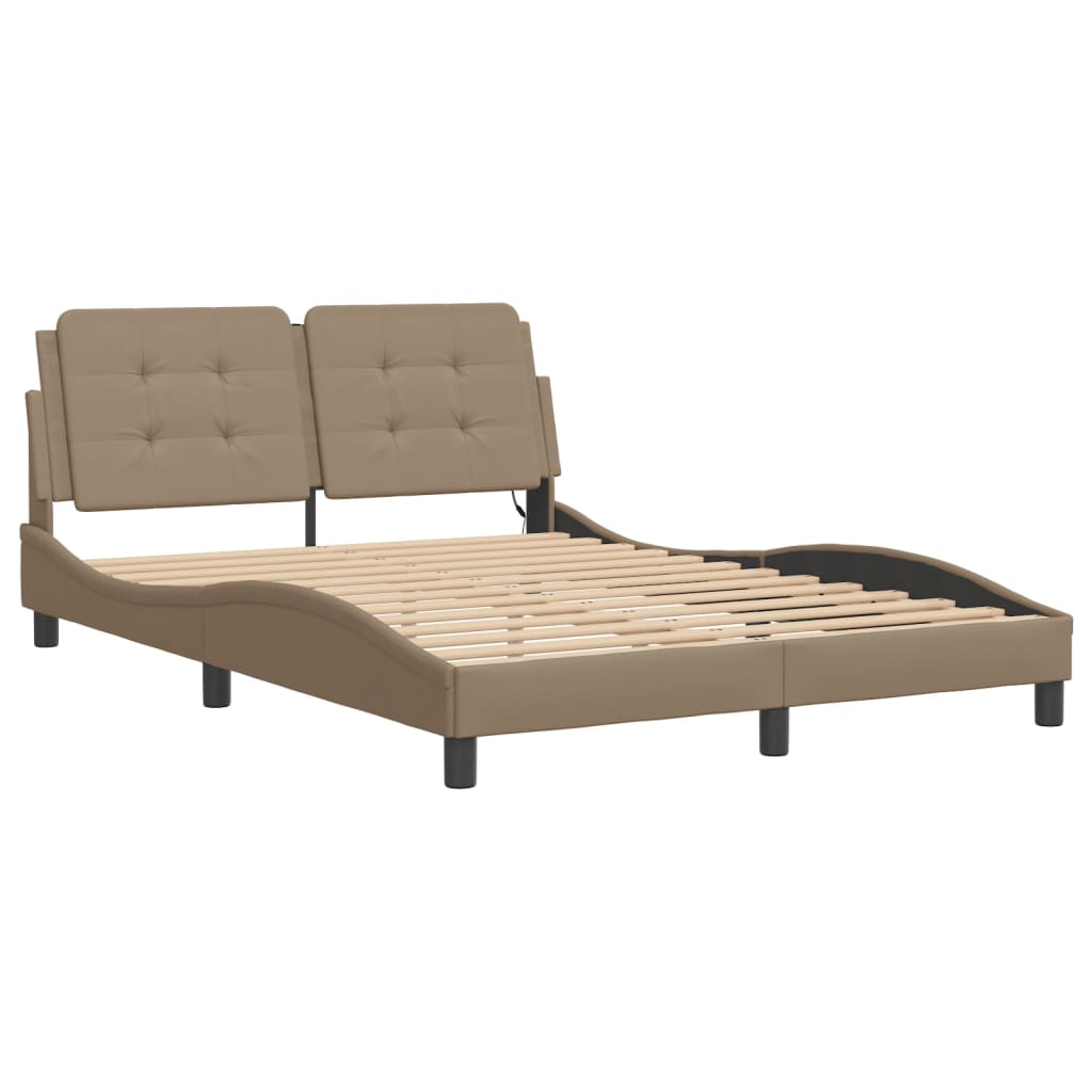 sengeramme med LED uden madras Zadar 140x200 cm cappuccinofarvet