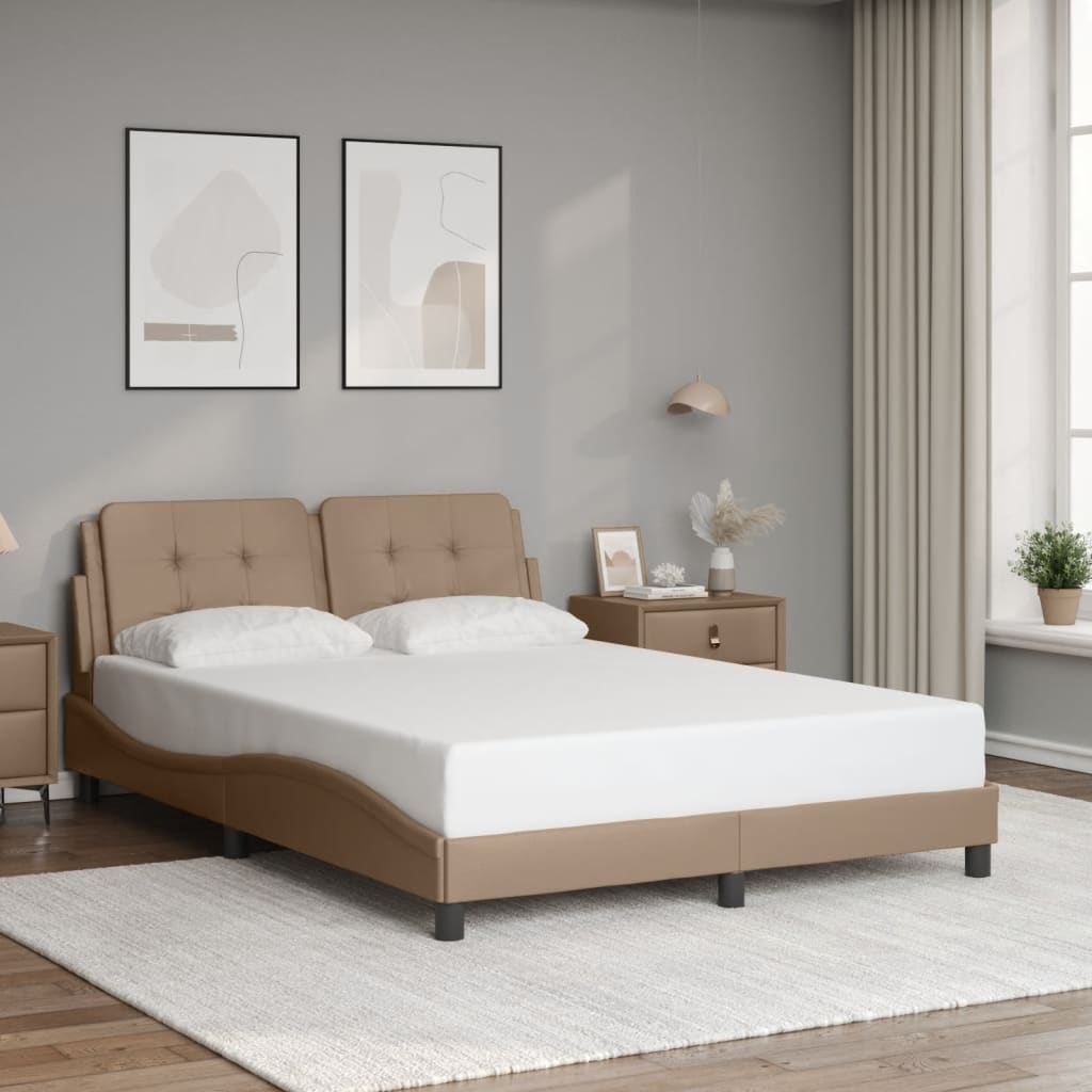 sengeramme med LED uden madras Zadar 140x200 cm cappuccinofarvet