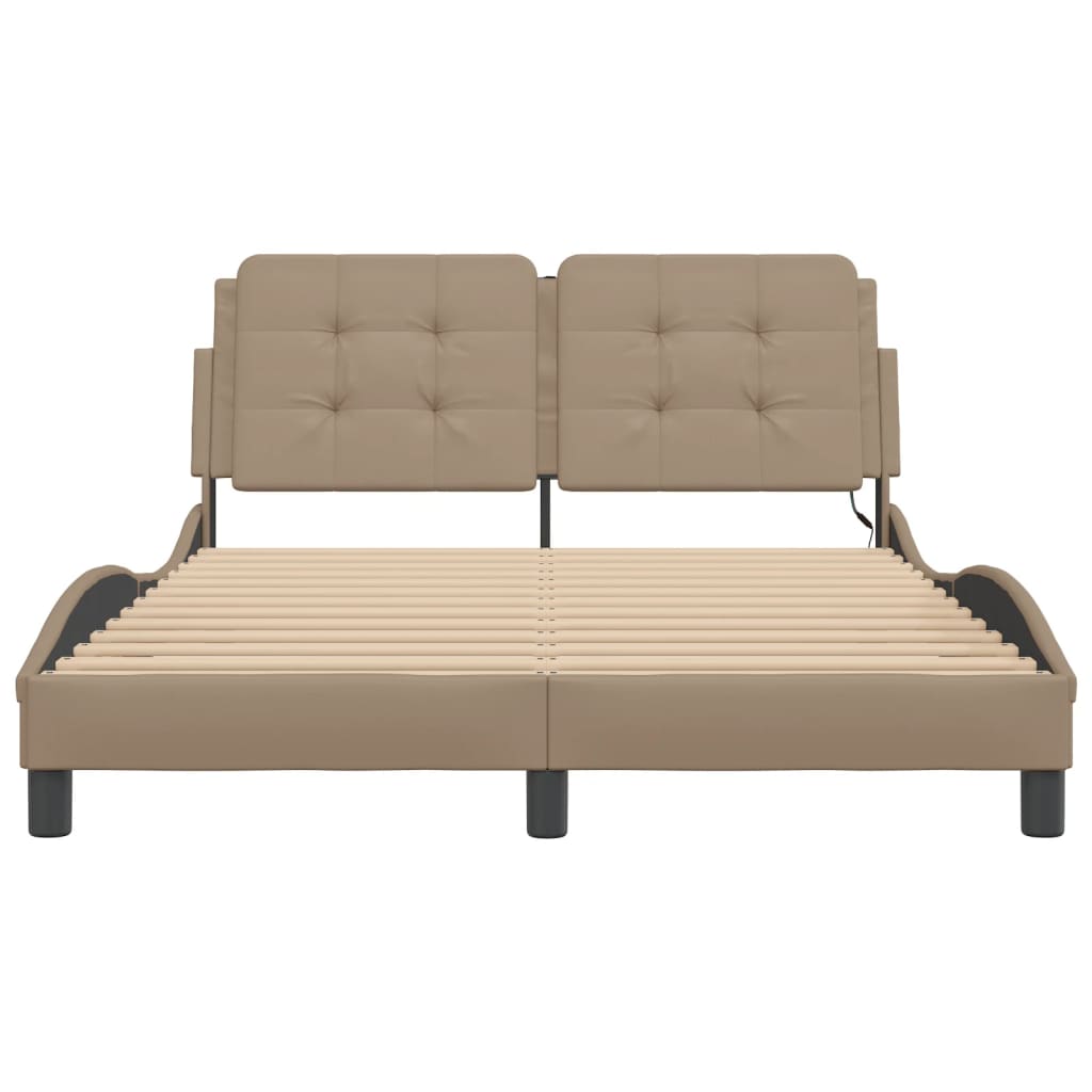 sengeramme med LED uden madras Zadar 140x200 cm cappuccinofarvet