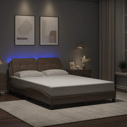 sengeramme med LED uden madras Zadar 140x200 cm cappuccinofarvet