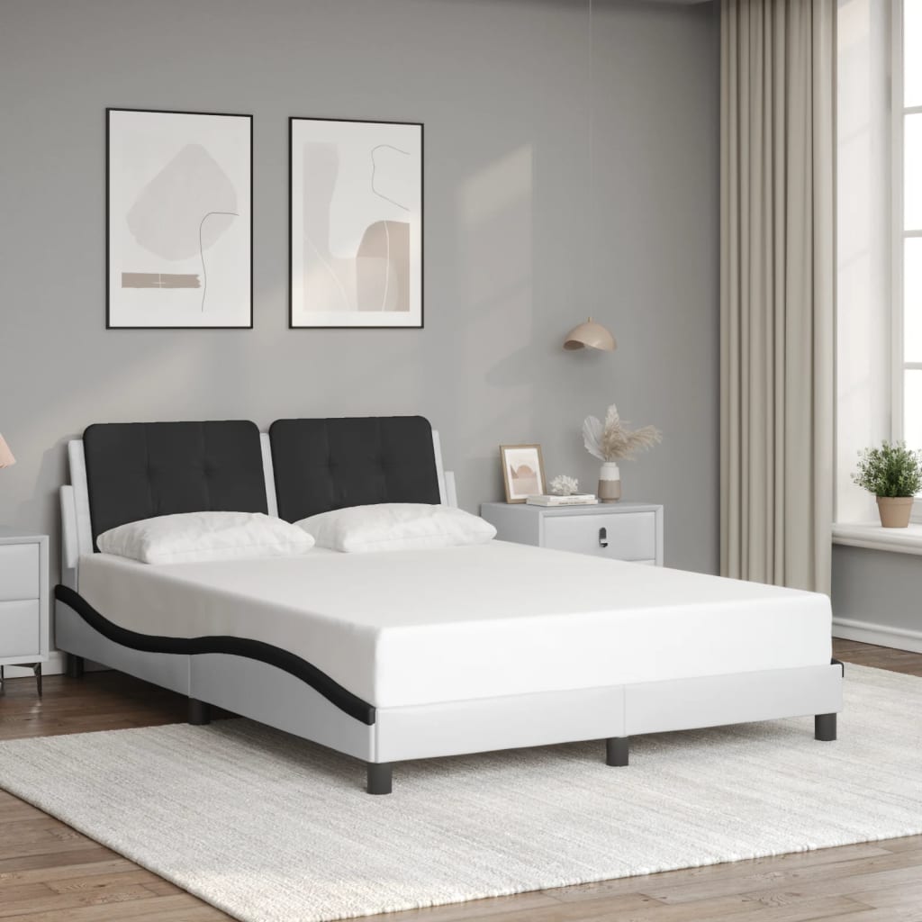 sengeramme med LED uden madras Zadar 140x200 cm hvid og sort