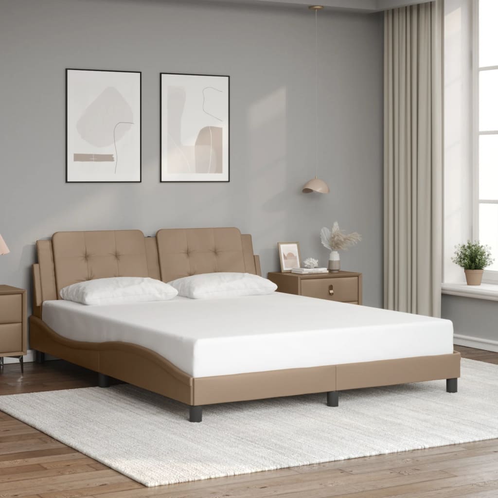 sengeramme med LED uden madras Zadar 160x200 cm cappuccinofarvet
