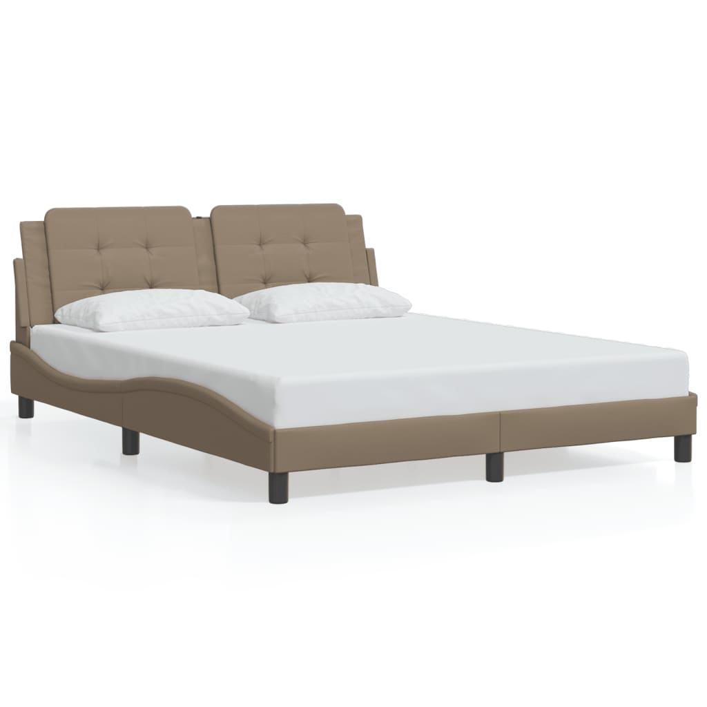 sengeramme med LED uden madras Zadar 160x200 cm cappuccinofarvet