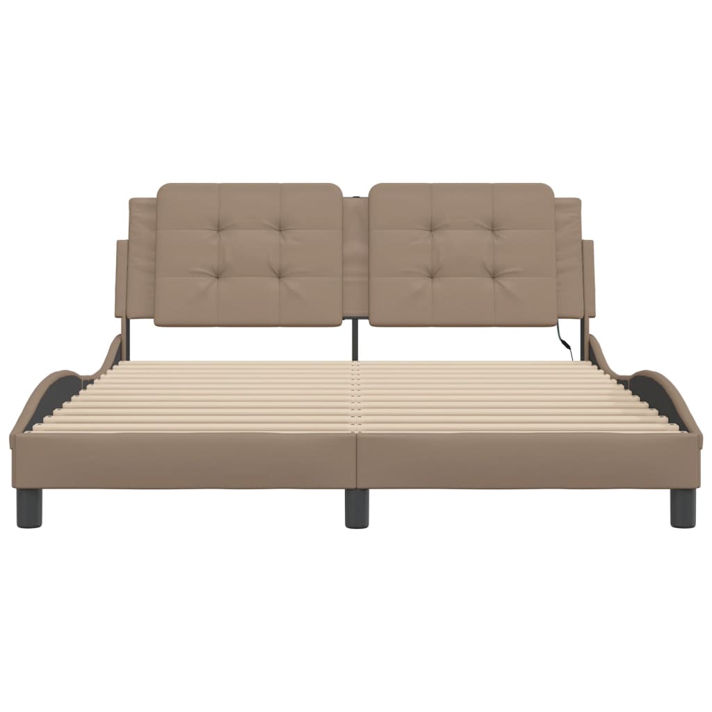 sengeramme med LED uden madras Zadar 160x200 cm cappuccinofarvet