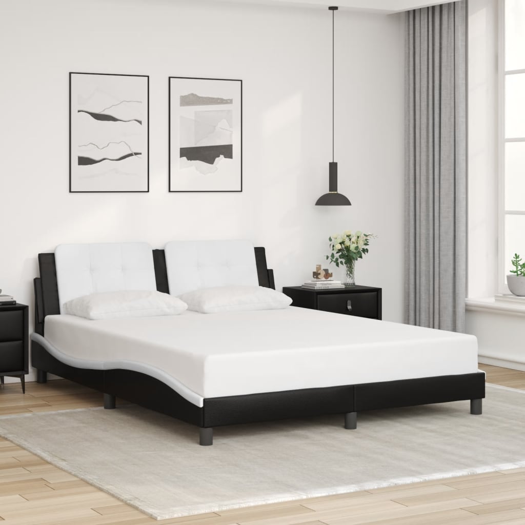 sengeramme med LED uden madras Zadar 160x200 cm sort og hvid