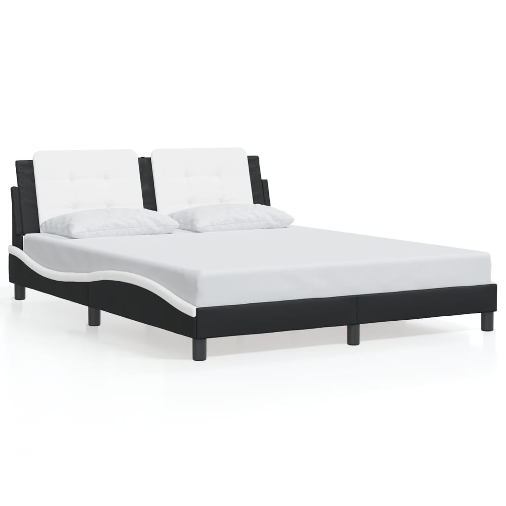 sengeramme med LED uden madras Zadar 160x200 cm sort og hvid