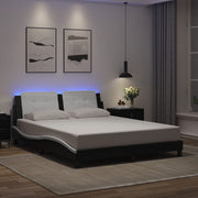 sengeramme med LED uden madras Zadar 160x200 cm sort og hvid