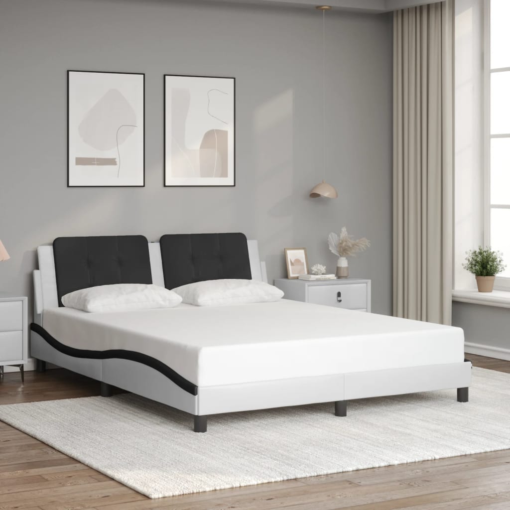 sengeramme med LED uden madras Zadar 160x200 cm hvid og sort