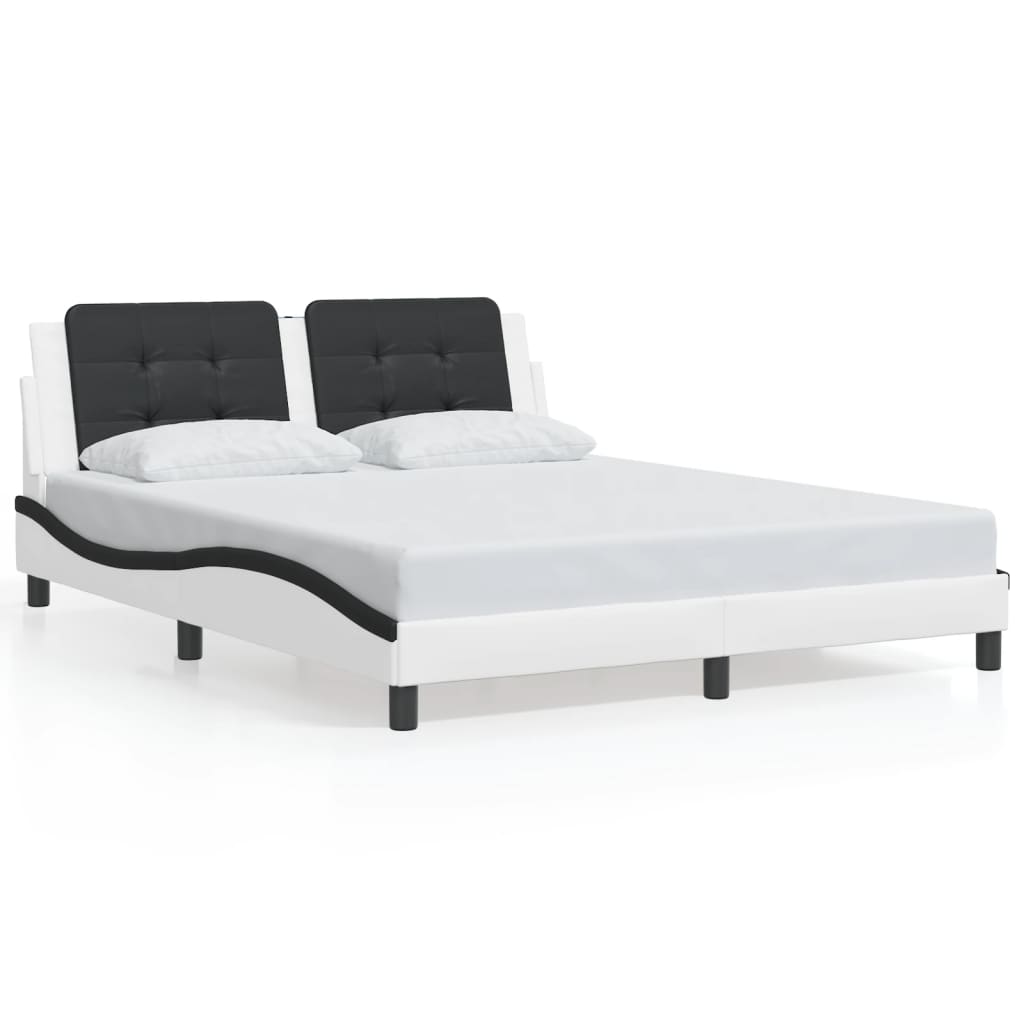 sengeramme med LED uden madras Zadar 160x200 cm hvid og sort