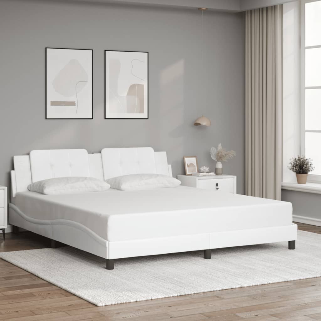 sengeramme med LED uden madras Zadar 180x200 cm sort og hvid