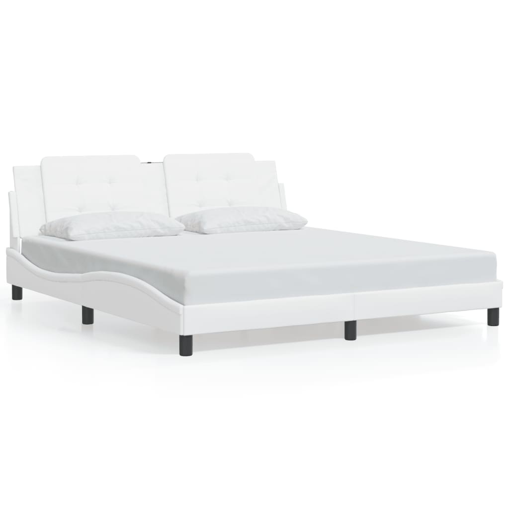 sengeramme med LED uden madras Zadar 180x200 cm sort og hvid