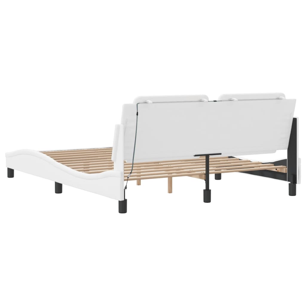sengeramme med LED uden madras Zadar 180x200 cm sort og hvid
