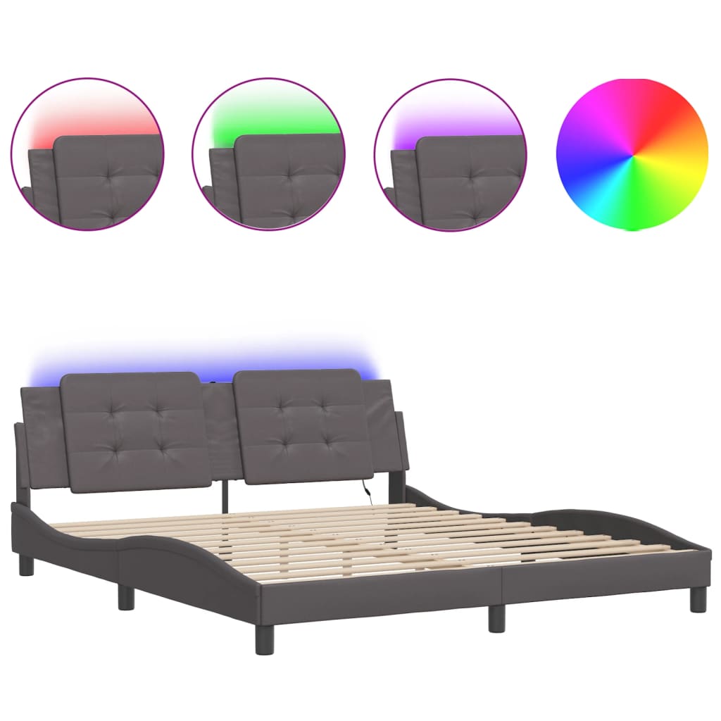 sengeramme med LED uden madras Zadar 180x200 cm sort