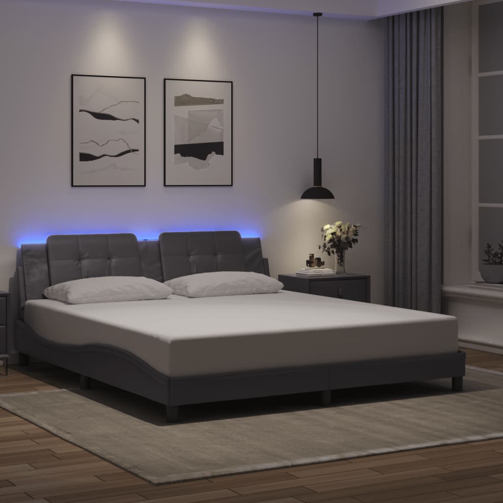 sengeramme med LED uden madras Zadar 180x200 cm sort