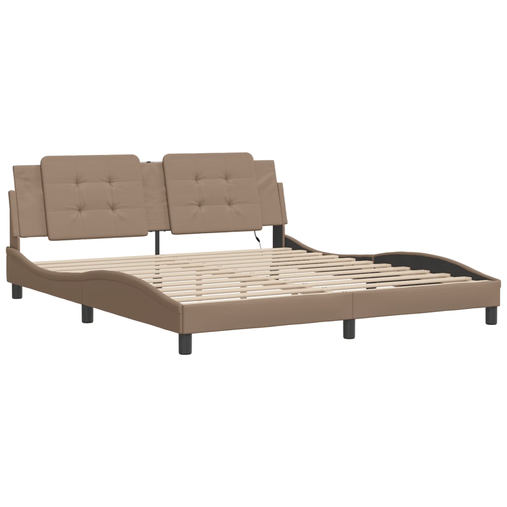 sengeramme med LED uden madras Zadar 180x200 cm cappuccinofarvet
