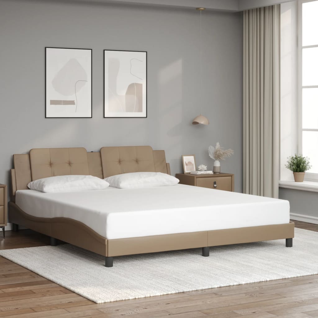 sengeramme med LED uden madras Zadar 180x200 cm cappuccinofarvet
