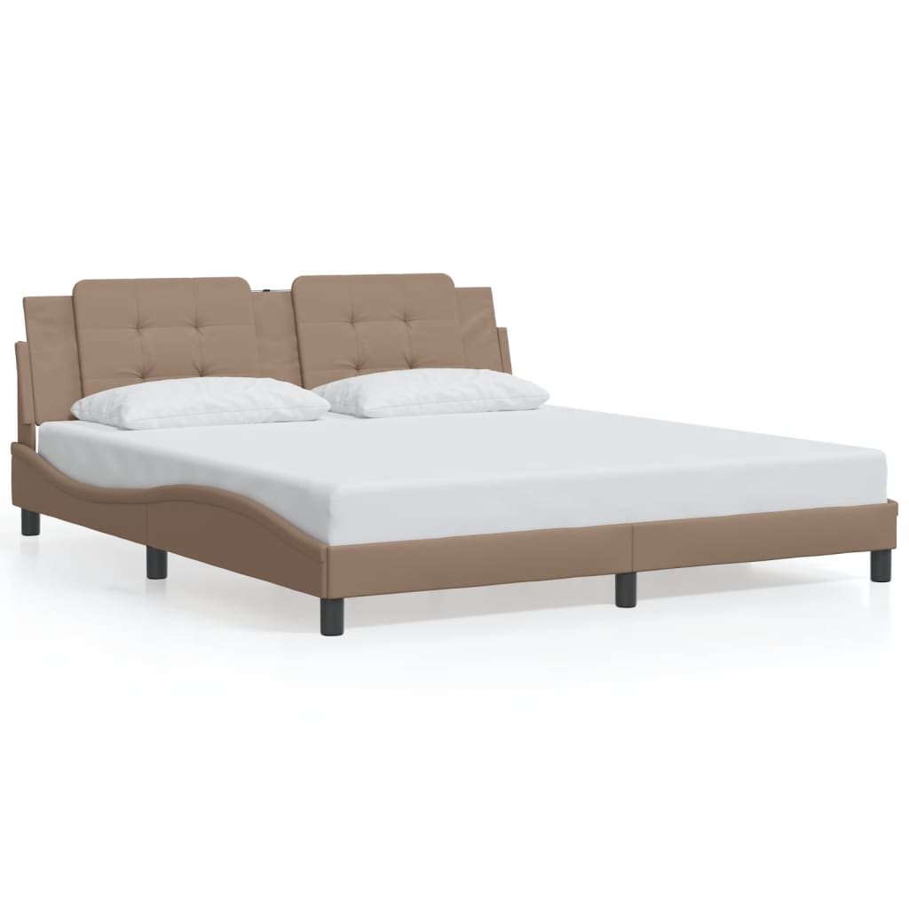 sengeramme med LED uden madras Zadar 180x200 cm cappuccinofarvet