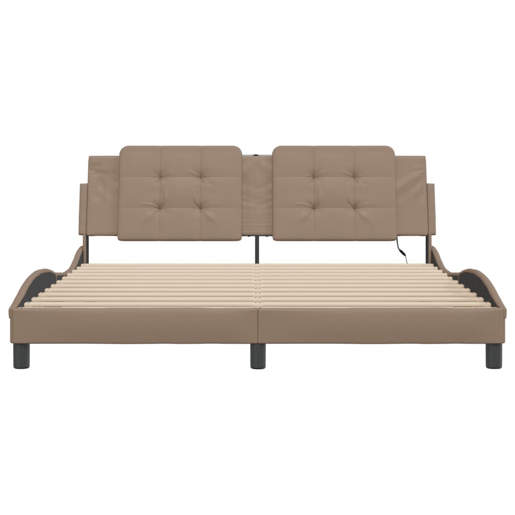 sengeramme med LED uden madras Zadar 180x200 cm cappuccinofarvet