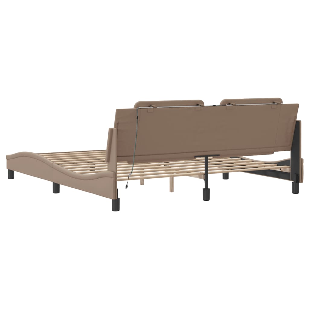 sengeramme med LED uden madras Zadar 180x200 cm cappuccinofarvet