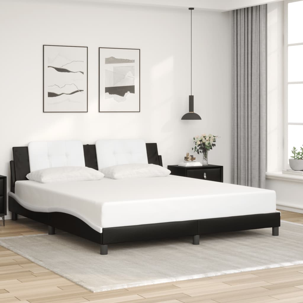 sengeramme med LED uden madras Zadar 180x200 cm sort og hvid