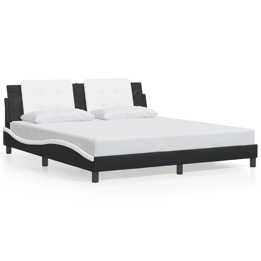 sengeramme med LED uden madras Zadar 180x200 cm sort og hvid