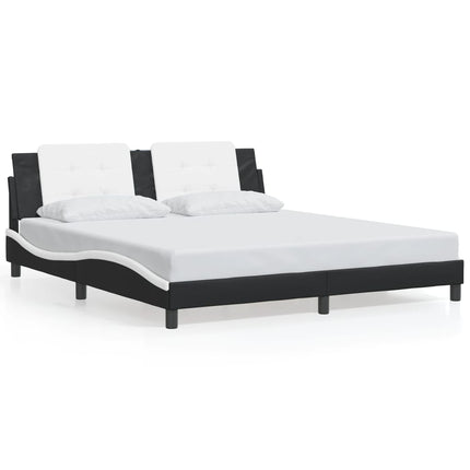 sengeramme med LED uden madras Zadar 180x200 cm sort og hvid