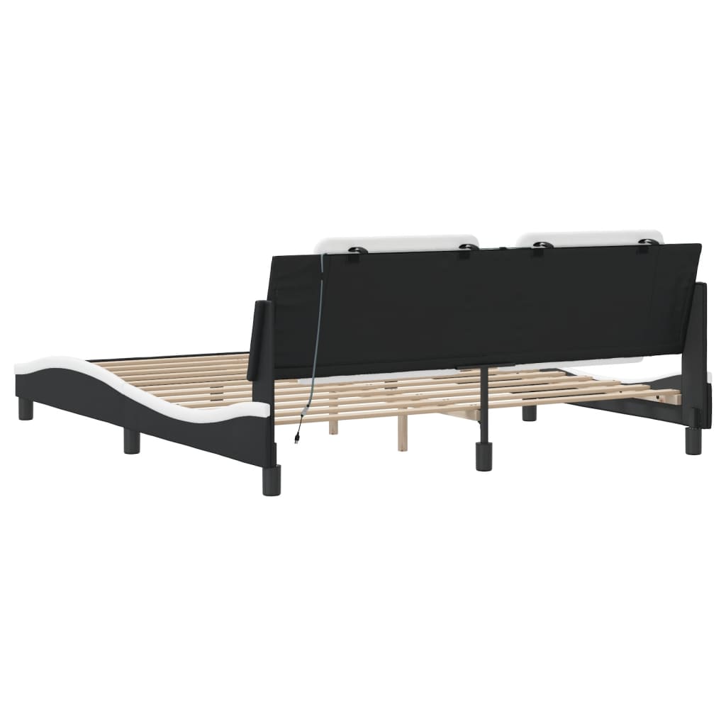 sengeramme med LED uden madras Zadar 180x200 cm sort og hvid