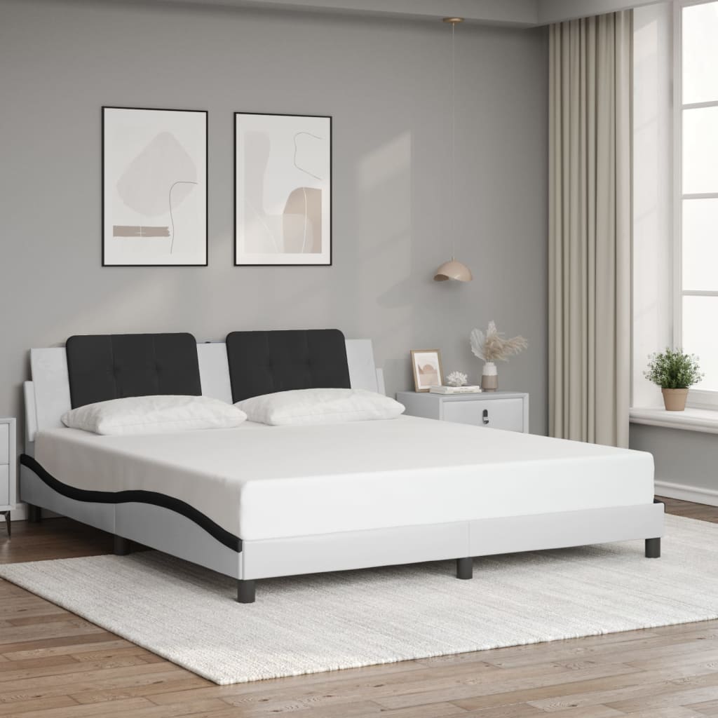 sengeramme med LED uden madras Zadar 180x200 cm sort og hvid