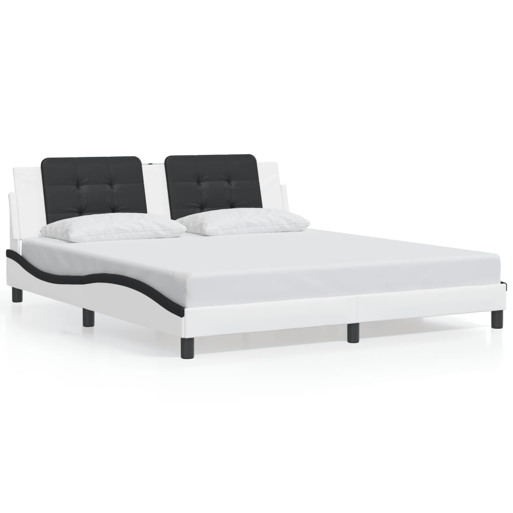 sengeramme med LED uden madras Zadar 180x200 cm sort og hvid