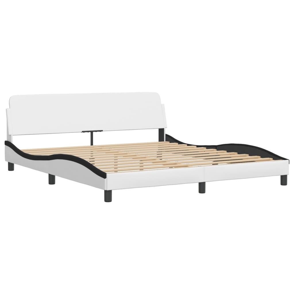 sengeramme med LED uden madras Zadar 180x200 cm sort og hvid