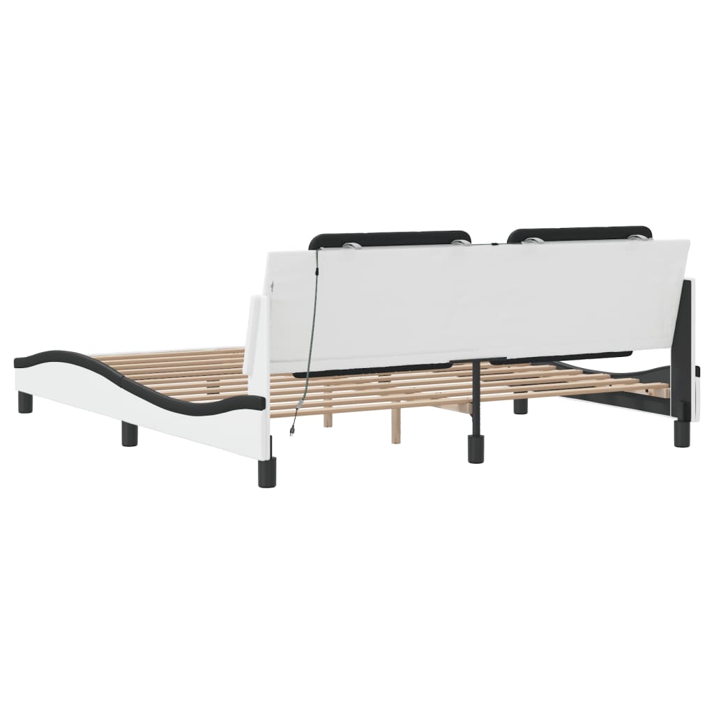 sengeramme med LED uden madras Zadar 180x200 cm sort og hvid