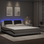 sengeramme med LED uden madras Zadar 180x200 cm sort og hvid