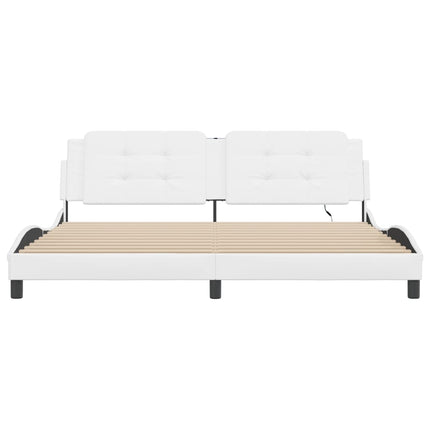 sengeramme med LED uden madras Zadar 200x200 cm hvid